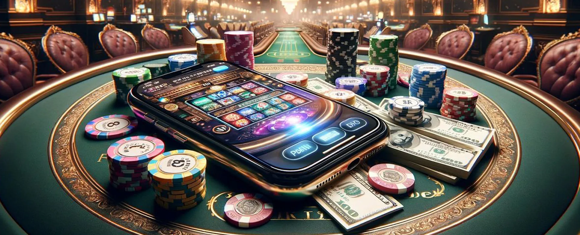 A vibrant online slot machine with ph123 branding, showcasing various slot symbols and a winning screen, set against a dark, exciting casino backdrop.